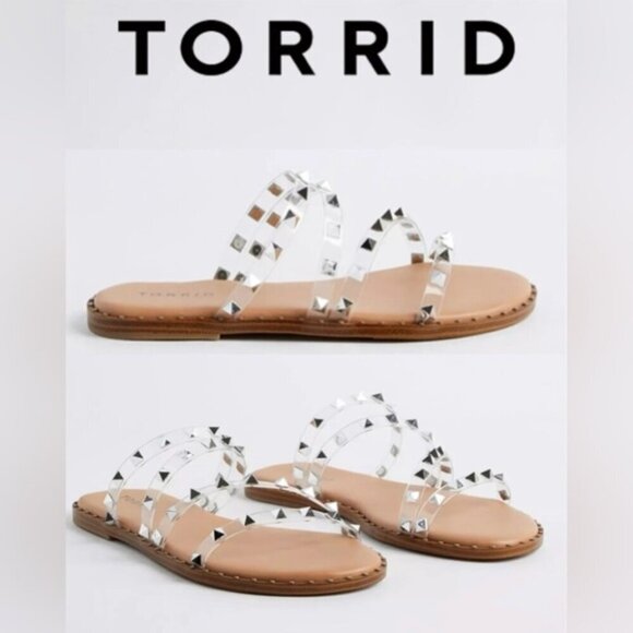 Torrid - Women's Studded Strap Sandal - Clear. Size: 8.5 WW. (1670) - Picture 1 of 14